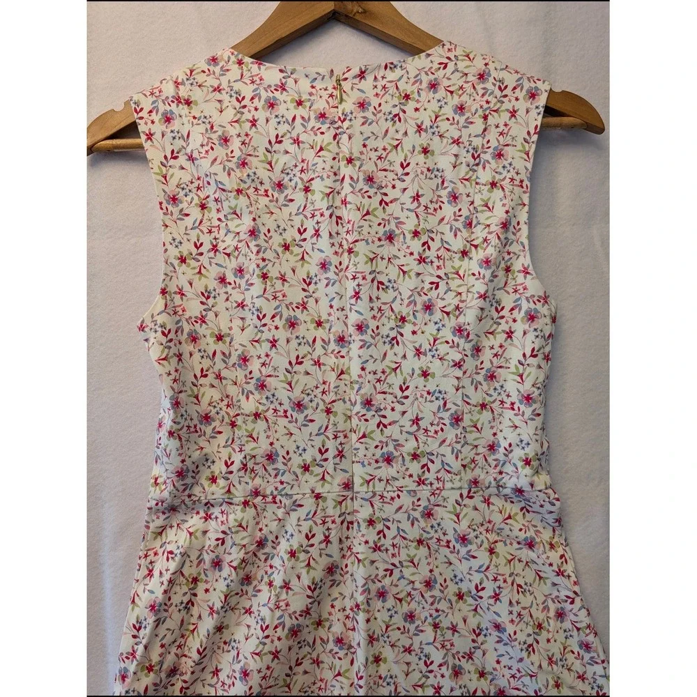 Draper James Floral Fit and‎ Flare Midi Dress White Pink Sleeveless Size 0